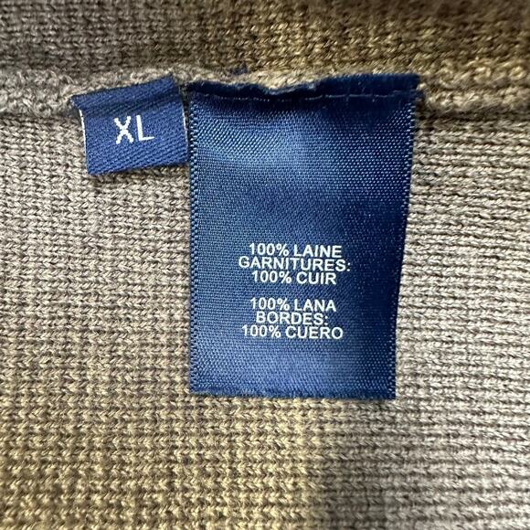 Doncaster Collection Wool And Leather Trim Open Cardigan Brown Sweater Womens XL - Picture 14 of 16